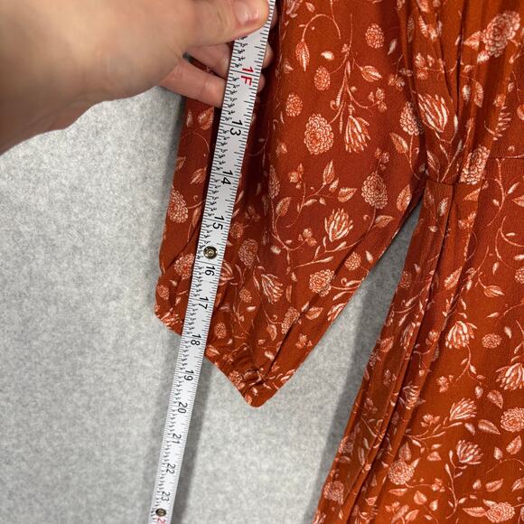 Ana Dress XS‎ Mini Flowy Boho Cowgirl Rodeo Skater Mediterranean Y2K Rust Burnt - Picture 7 of 12